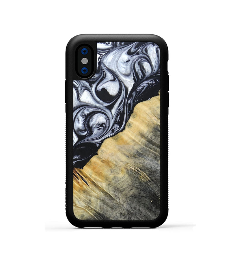 iPhone Xs Wood+Resin Phone Case - Luca (Black & White, 694286)