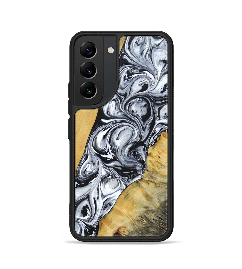 Galaxy S22 Wood+Resin Phone Case - Mario (Black & White, 694290)