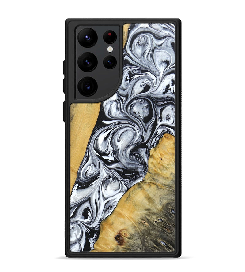 Galaxy S22 Ultra Wood+Resin Phone Case - Mario (Black & White, 694290)
