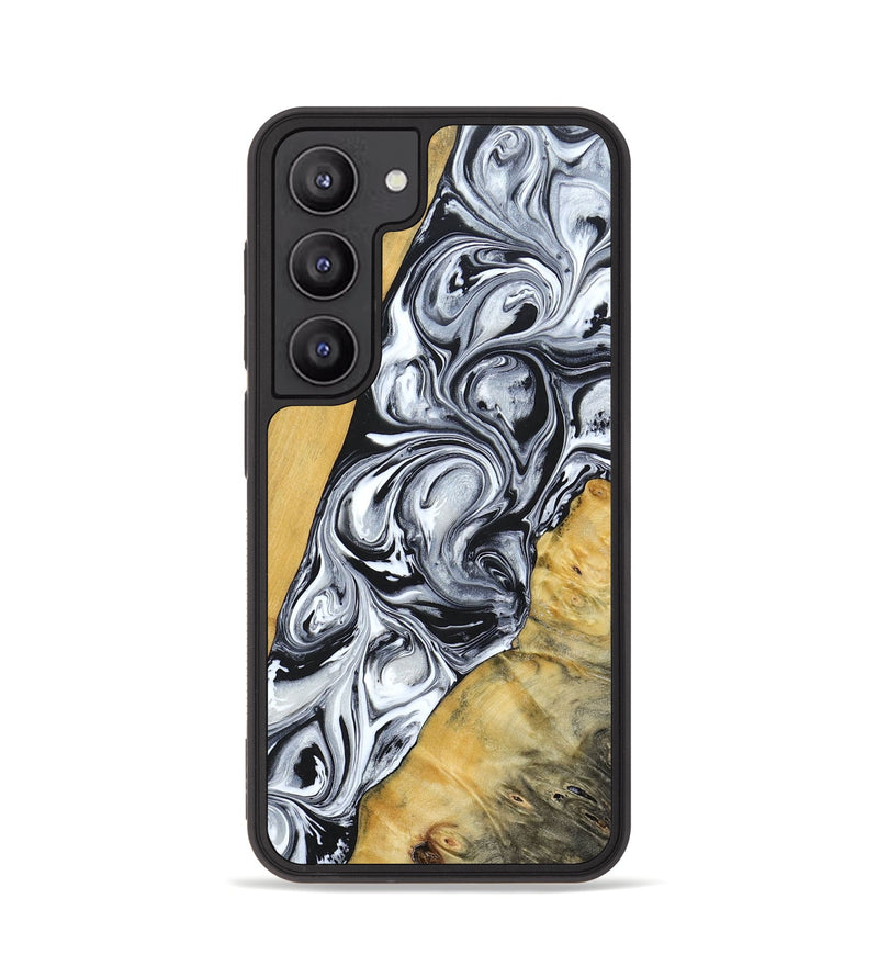 Galaxy S23 Wood+Resin Phone Case - Mario (Black & White, 694290)