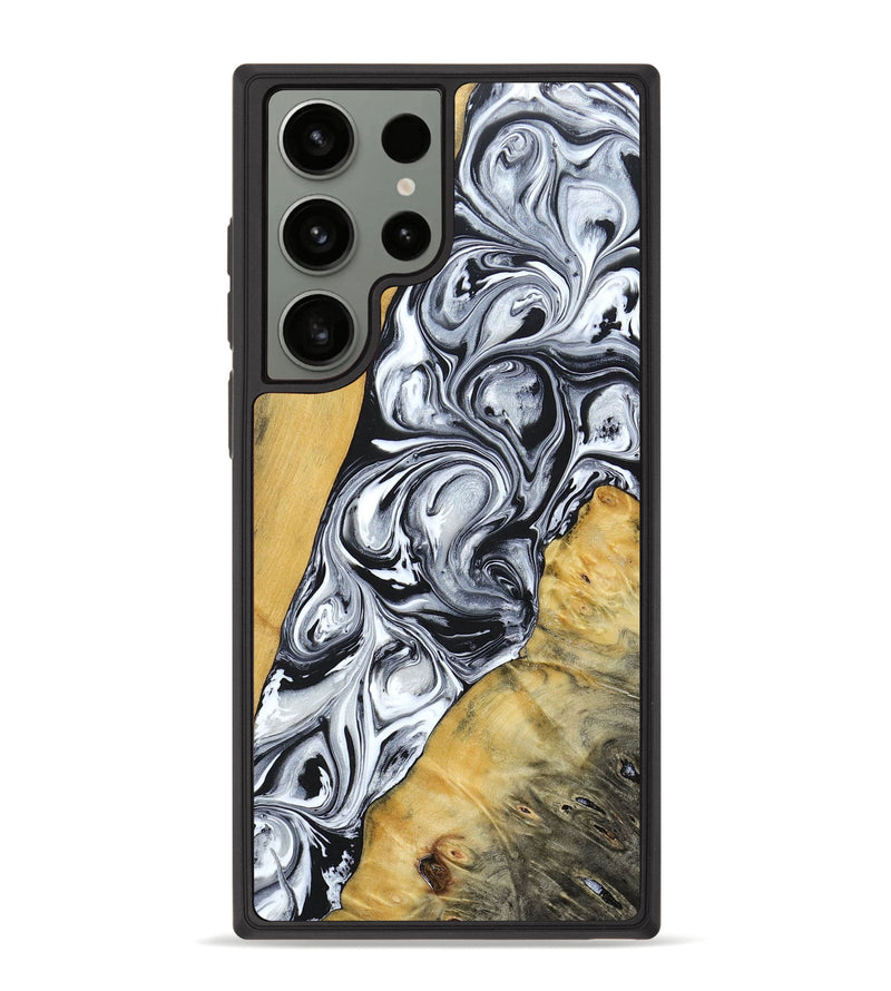 Galaxy S23 Ultra Wood+Resin Phone Case - Mario (Black & White, 694290)