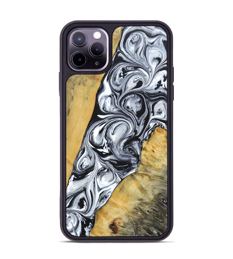 iPhone 11 Pro Max Wood+Resin Phone Case - Mario (Black & White, 694290)