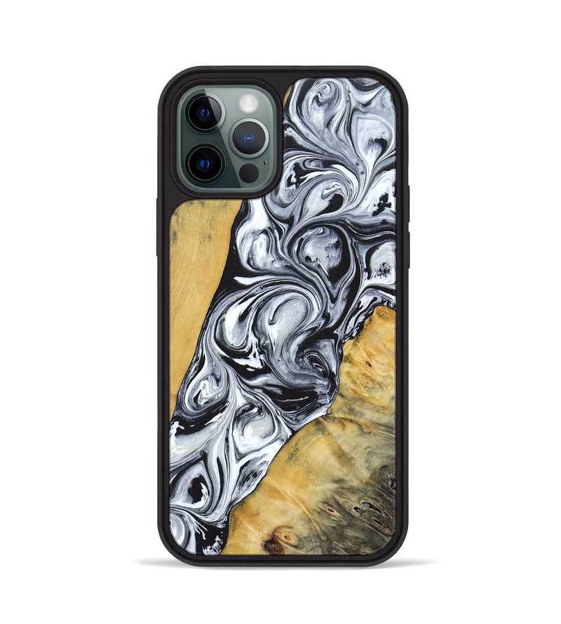 iPhone 12 Pro Wood+Resin Phone Case - Mario (Black & White, 694290)