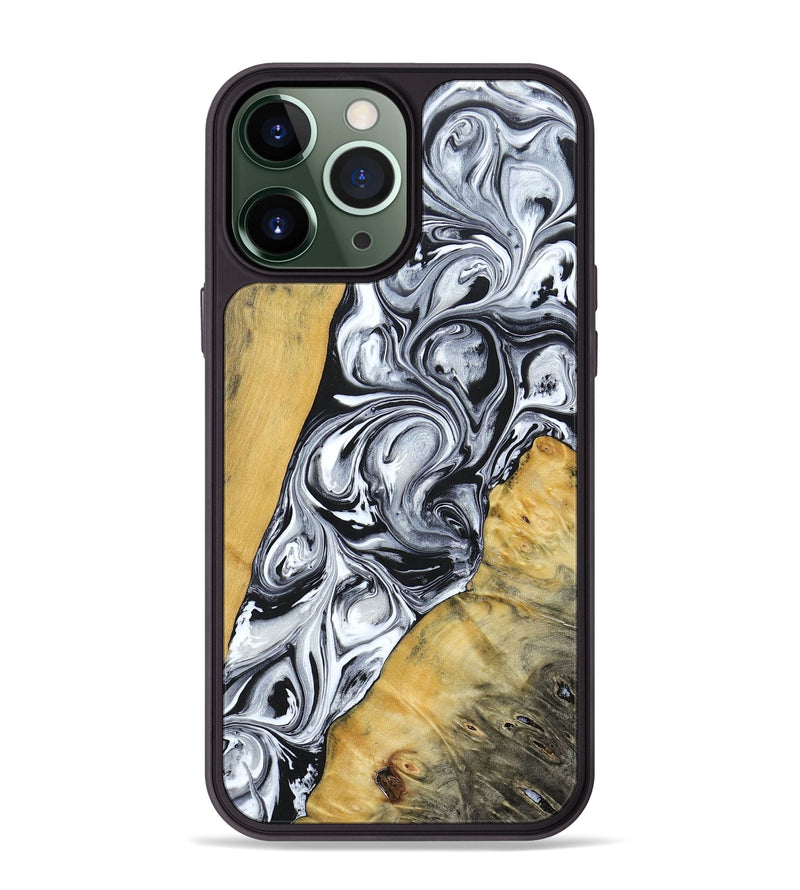 iPhone 13 Pro Max Wood+Resin Phone Case - Mario (Black & White, 694290)