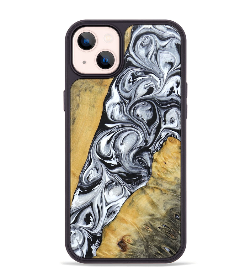 iPhone 14 Plus Wood+Resin Phone Case - Mario (Black & White, 694290)