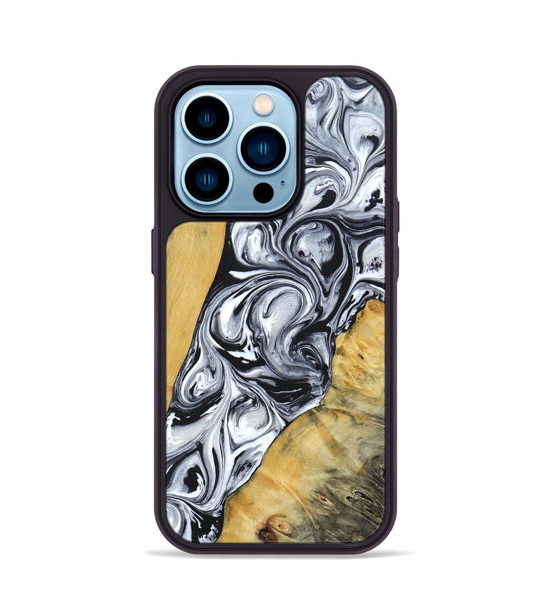 iPhone 14 Pro Wood+Resin Phone Case - Mario (Black & White, 694290)