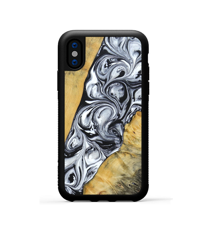 iPhone Xs Wood+Resin Phone Case - Mario (Black & White, 694290)