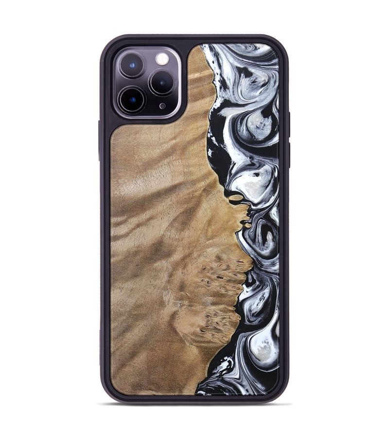 iPhone 11 Pro Max Wood+Resin Phone Case - Dominic (Black & White, 694298)