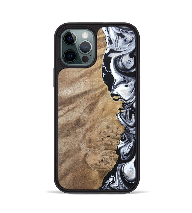 iPhone 12 Pro Wood+Resin Phone Case - Dominic (Black & White, 694298)