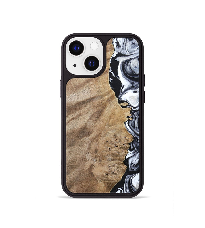 iPhone 13 mini Wood+Resin Phone Case - Dominic (Black & White, 694298)