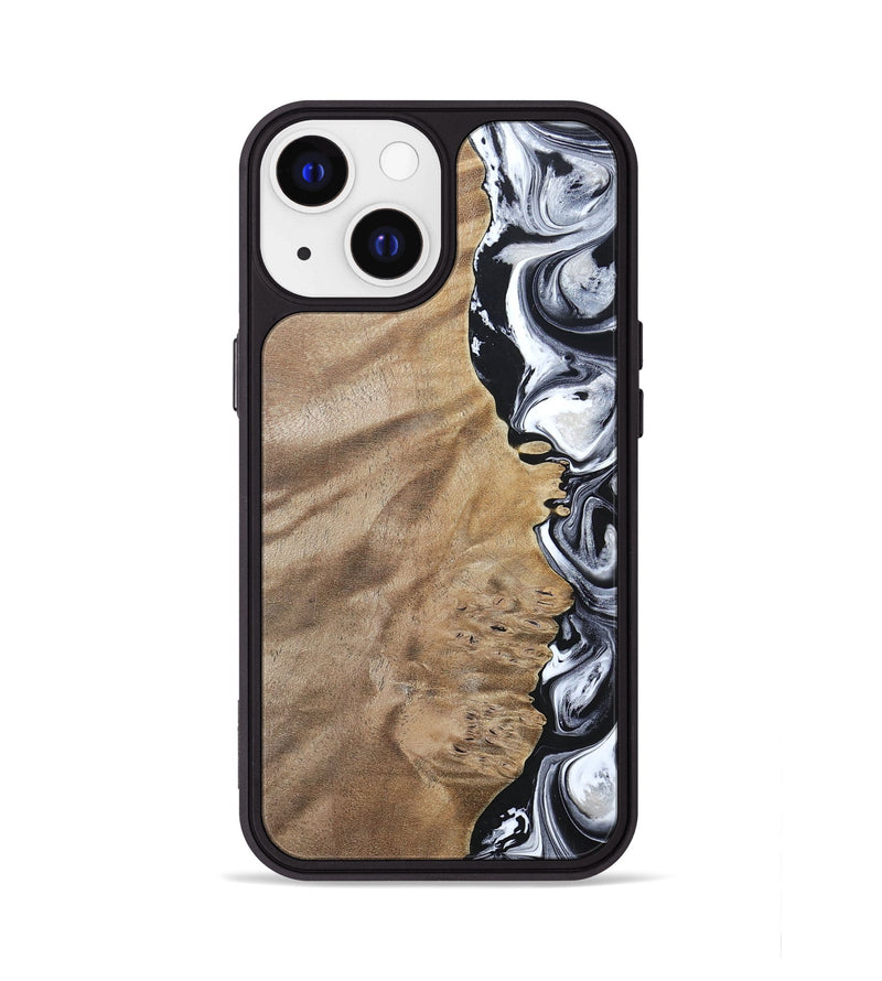 iPhone 13 Wood+Resin Phone Case - Dominic (Black & White, 694298)