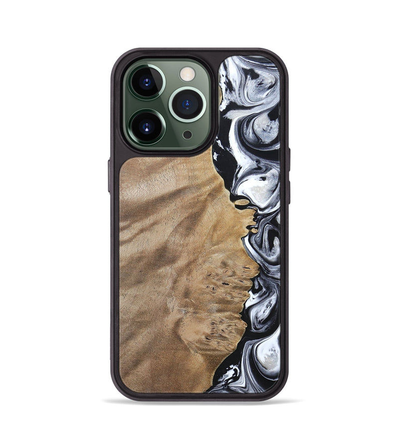 iPhone 13 Pro Wood+Resin Phone Case - Dominic (Black & White, 694298)