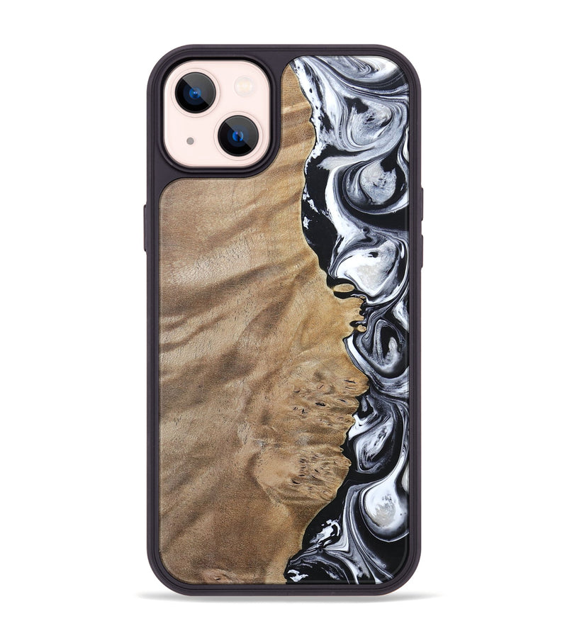 iPhone 14 Plus Wood+Resin Phone Case - Dominic (Black & White, 694298)