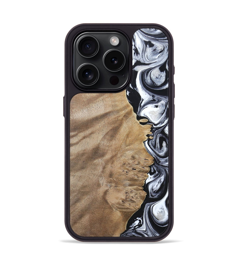iPhone 15 Pro Wood+Resin Phone Case - Dominic (Black & White, 694298)