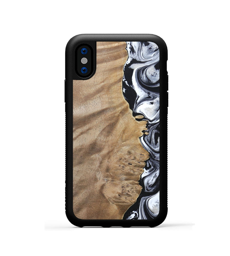iPhone Xs Wood+Resin Phone Case - Dominic (Black & White, 694298)