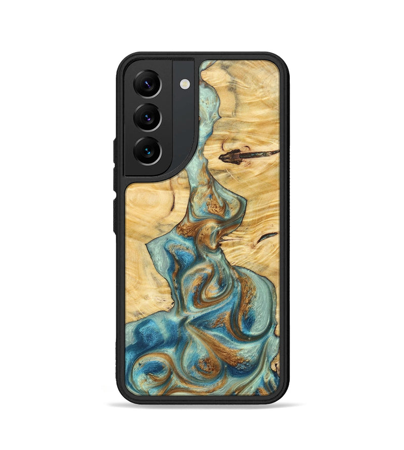 Galaxy S22 Wood+Resin Phone Case - Celeste (Teal & Gold, 694303)