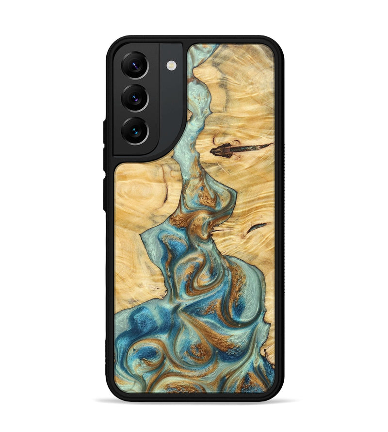 Galaxy S22 Plus Wood+Resin Phone Case - Celeste (Teal & Gold, 694303)