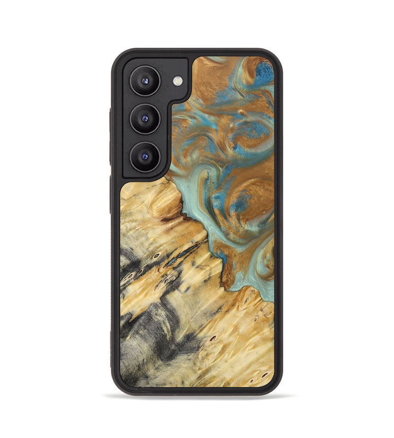 Galaxy S23 Wood+Resin Phone Case - Rylee (Teal & Gold, 694311)