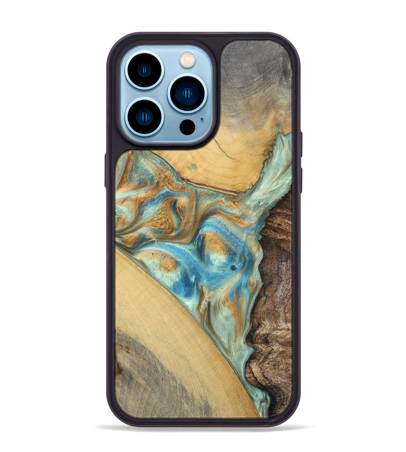 iPhone 14 Pro Max Wood+Resin Phone Case - Makayla (Mosaic, 694342)