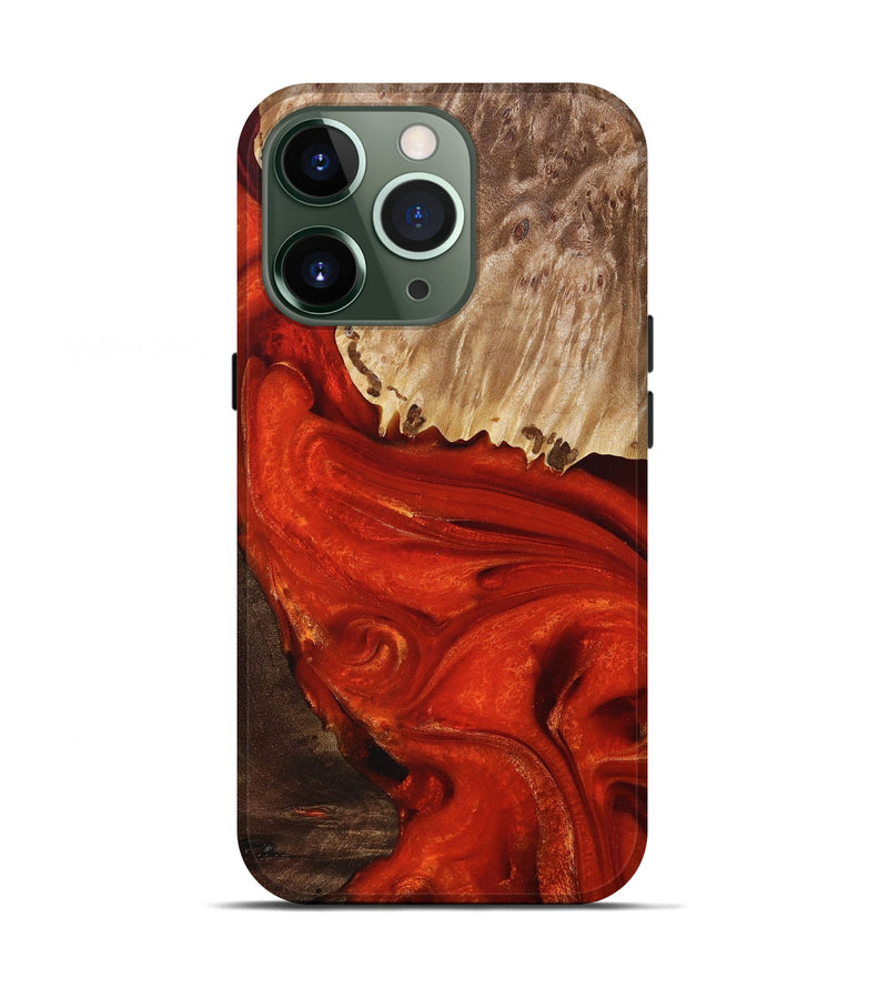 iPhone 13 Pro Wood+Resin Live Edge Phone Case - Kyla (Red, 694388)
