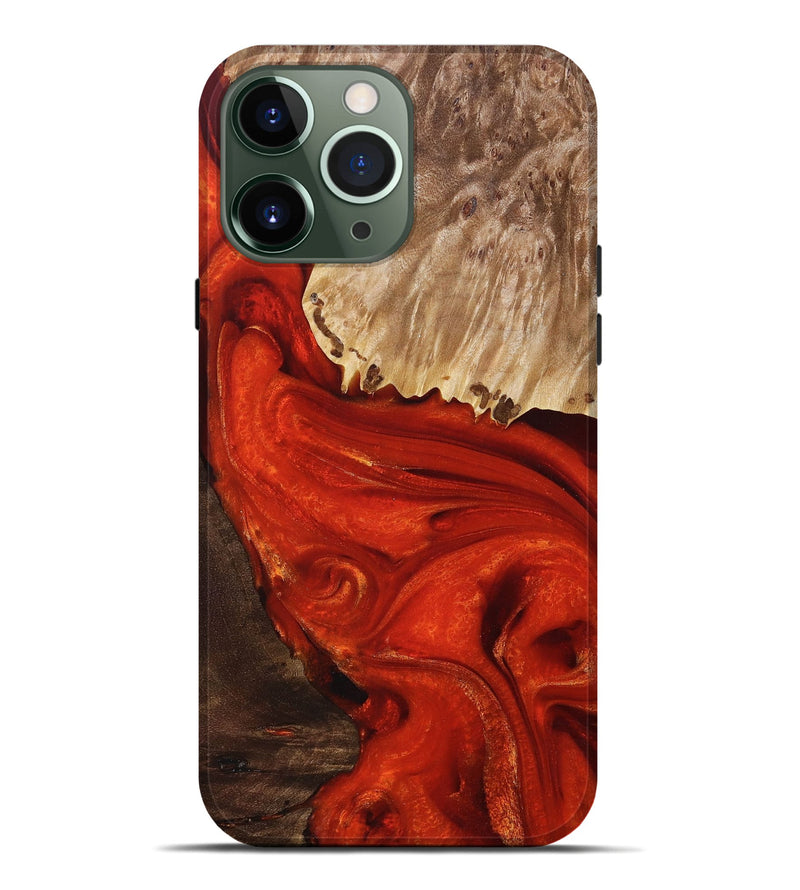 iPhone 13 Pro Max Wood+Resin Live Edge Phone Case - Kyla (Red, 694388)
