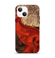 iPhone 14 Wood+Resin Live Edge Phone Case - Kyla (Red, 694388)