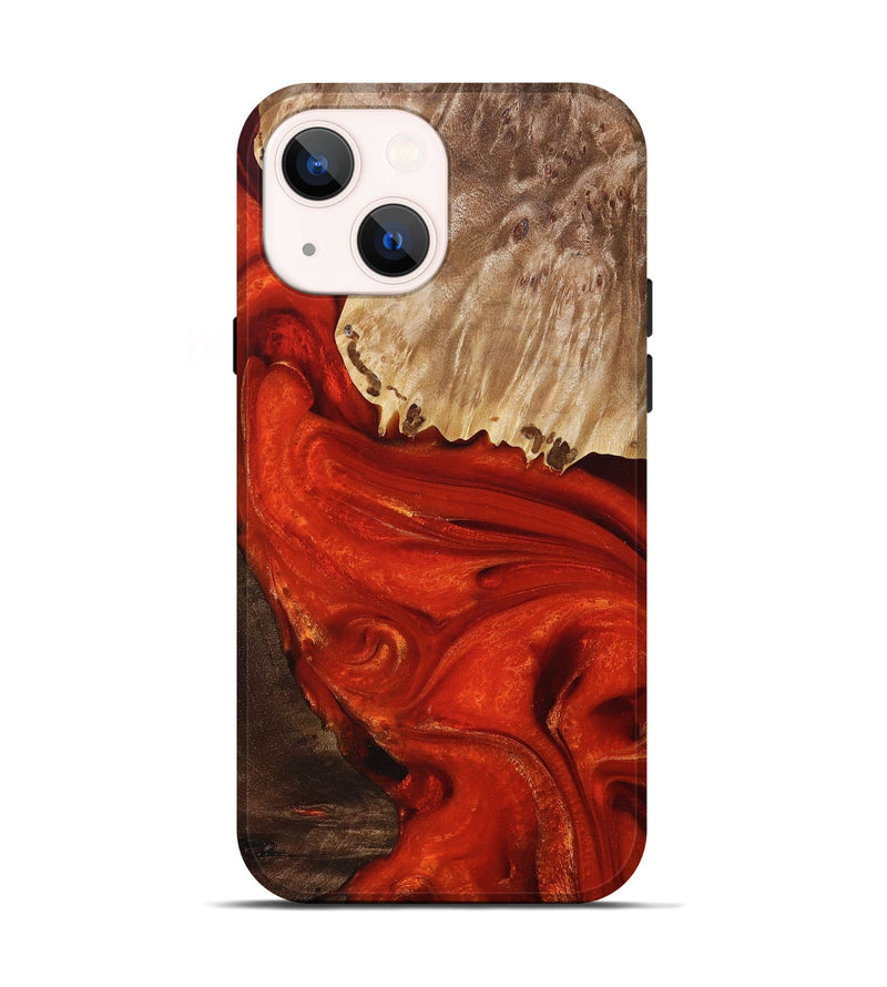 iPhone 14 Wood+Resin Live Edge Phone Case - Kyla (Red, 694388)