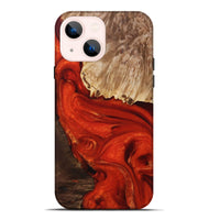 iPhone 14 Plus Wood+Resin Live Edge Phone Case - Kyla (Red, 694388)