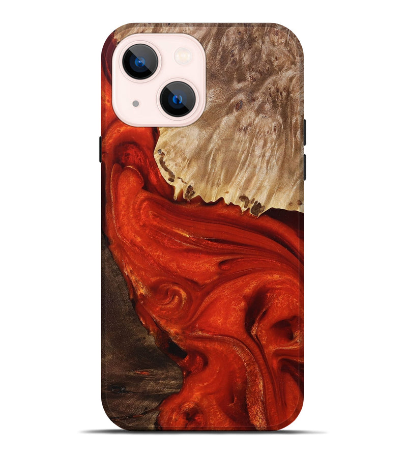 iPhone 14 Plus Wood+Resin Live Edge Phone Case - Kyla (Red, 694388)