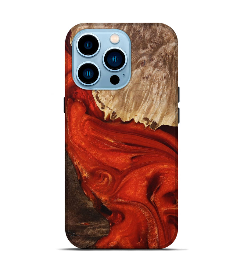 iPhone 14 Pro Wood+Resin Live Edge Phone Case - Kyla (Red, 694388)