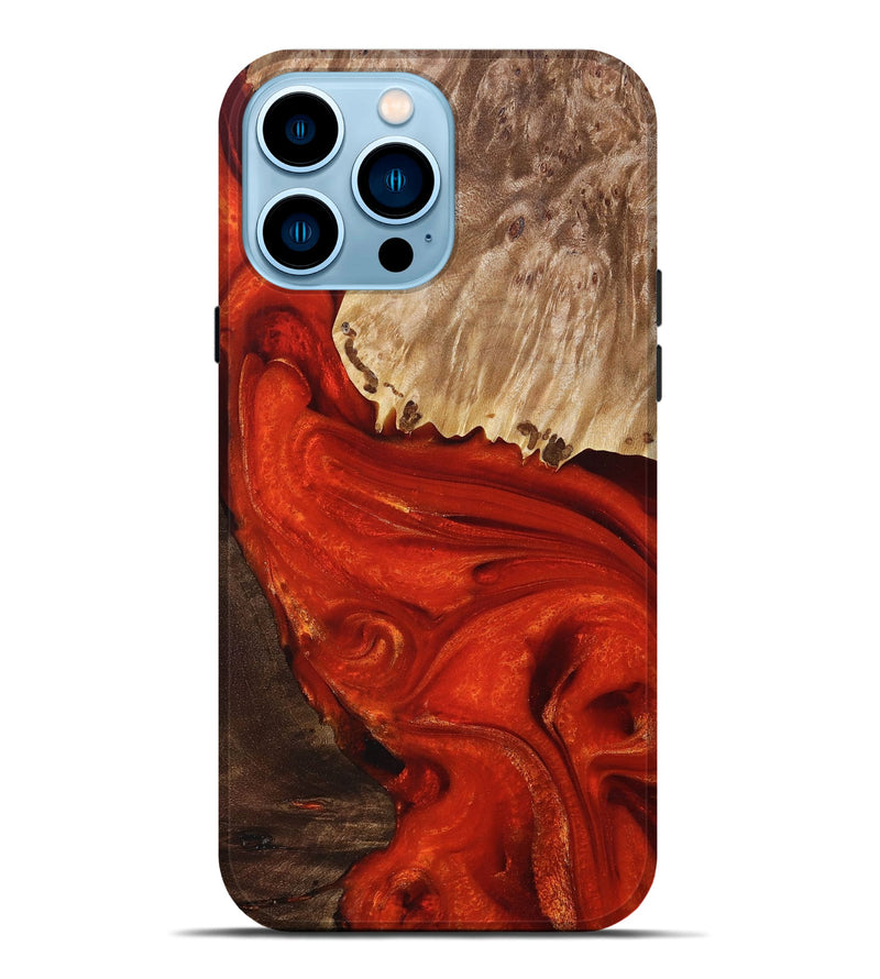 iPhone 14 Pro Max Wood+Resin Live Edge Phone Case - Kyla (Red, 694388)