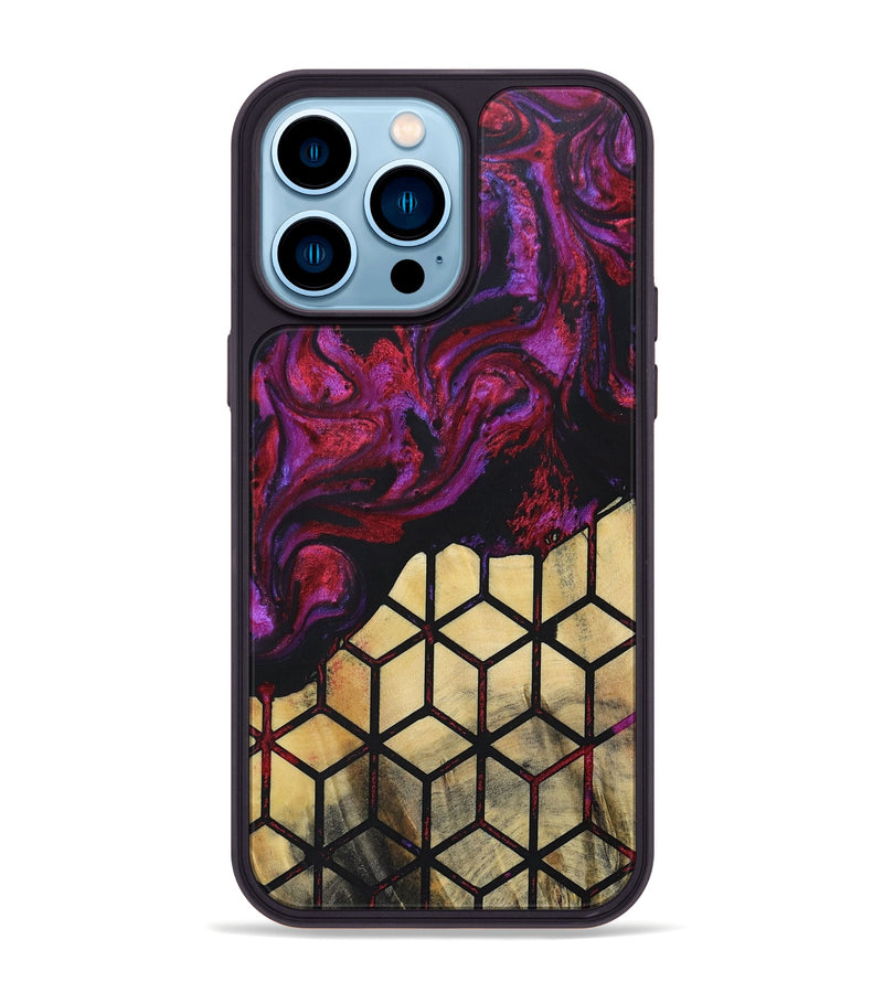 iPhone 14 Pro Max Wood+Resin Phone Case - Ericka (Pattern, 694737)