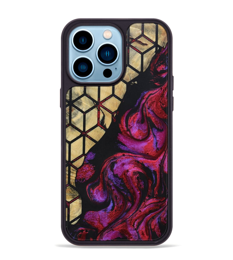 iPhone 14 Pro Max Wood+Resin Phone Case - Breanna (Pattern, 694742)