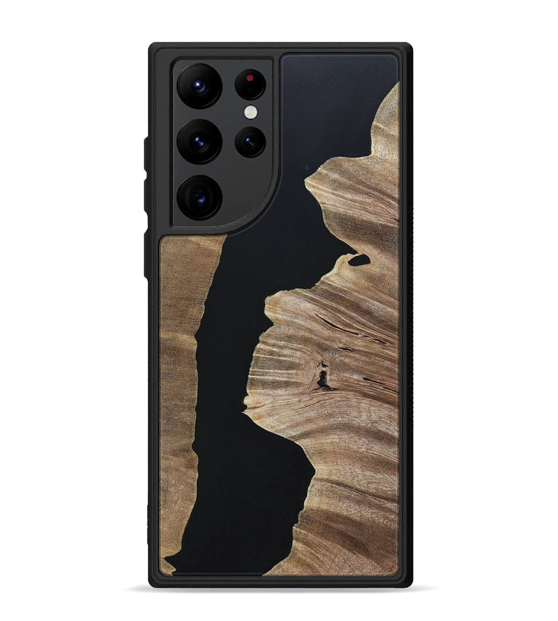 Galaxy S22 Ultra Wood+Resin Phone Case - Megan (Pure Black, 694796)