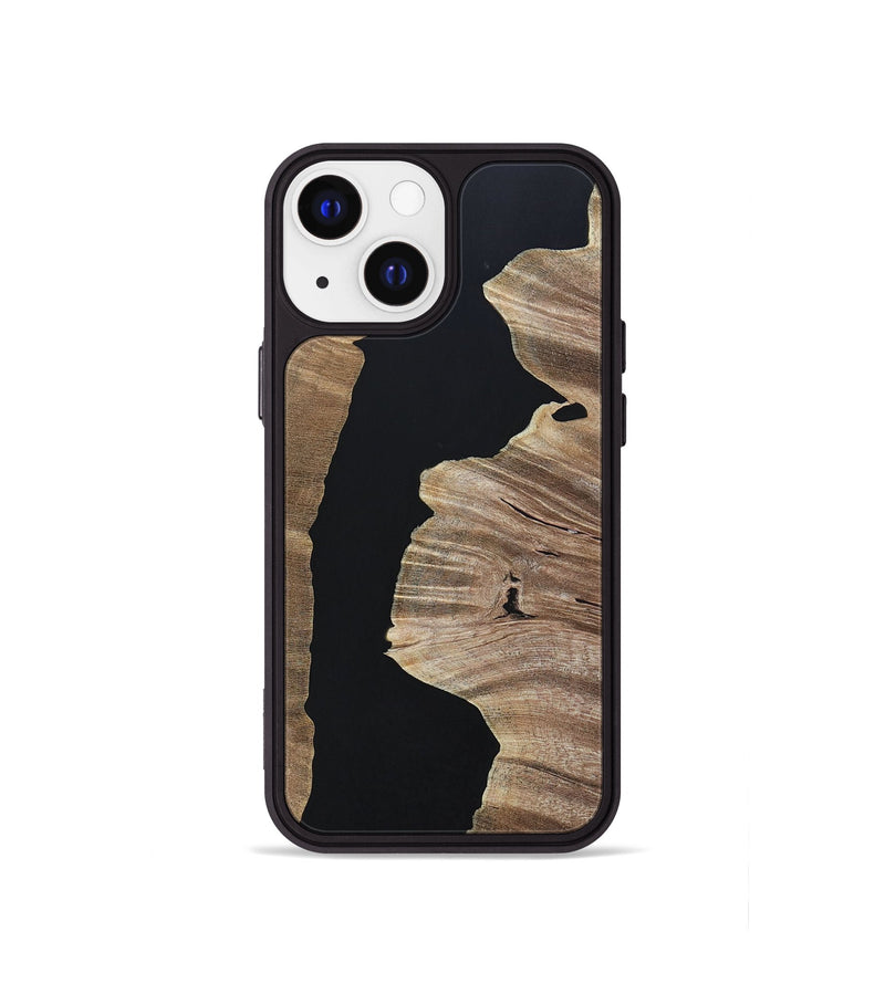 iPhone 13 mini Wood+Resin Phone Case - Megan (Pure Black, 694796)