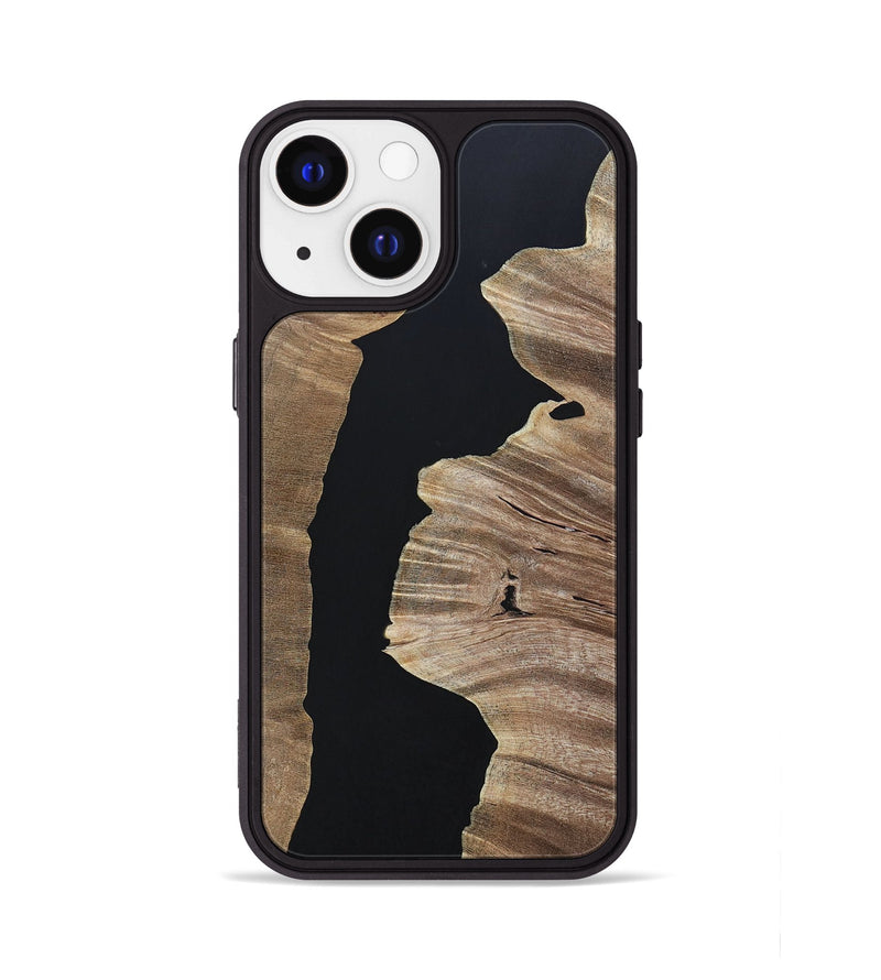 iPhone 13 Wood+Resin Phone Case - Megan (Pure Black, 694796)