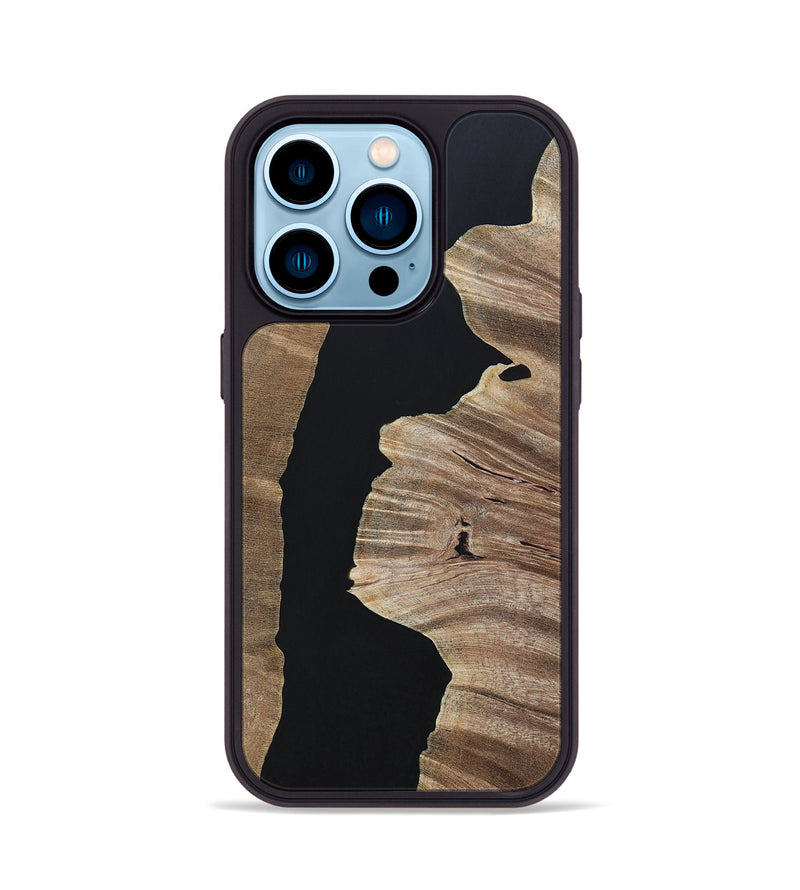 iPhone 14 Pro Wood+Resin Phone Case - Megan (Pure Black, 694796)