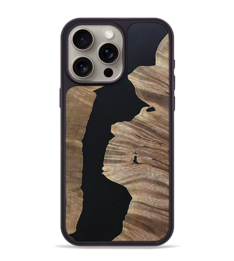 iPhone 15 Pro Max Wood+Resin Phone Case - Megan (Pure Black, 694796)