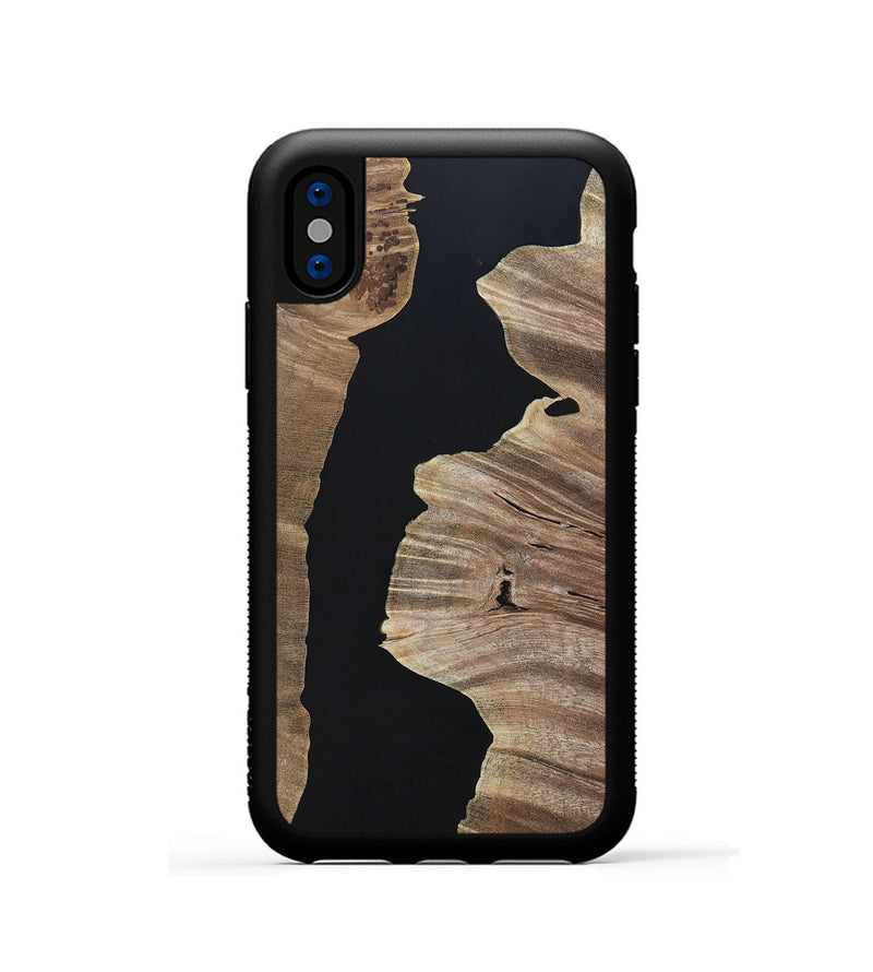 iPhone Xs Wood+Resin Phone Case - Megan (Pure Black, 694796)