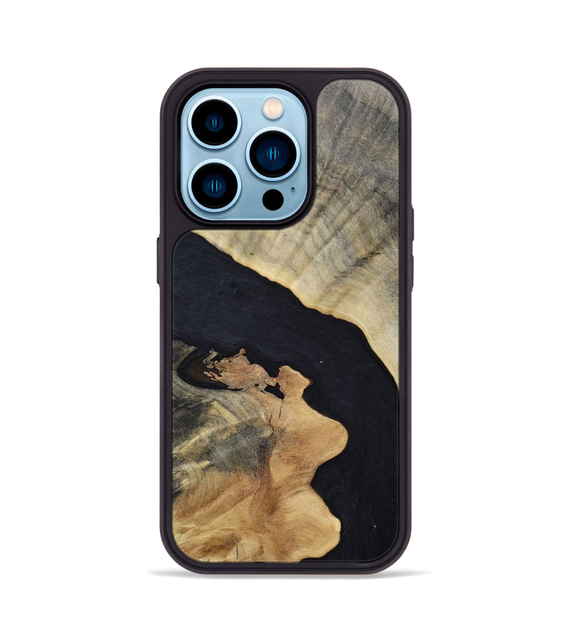 iPhone 14 Pro Wood+Resin Phone Case - Shelley (Pure Black, 694798)