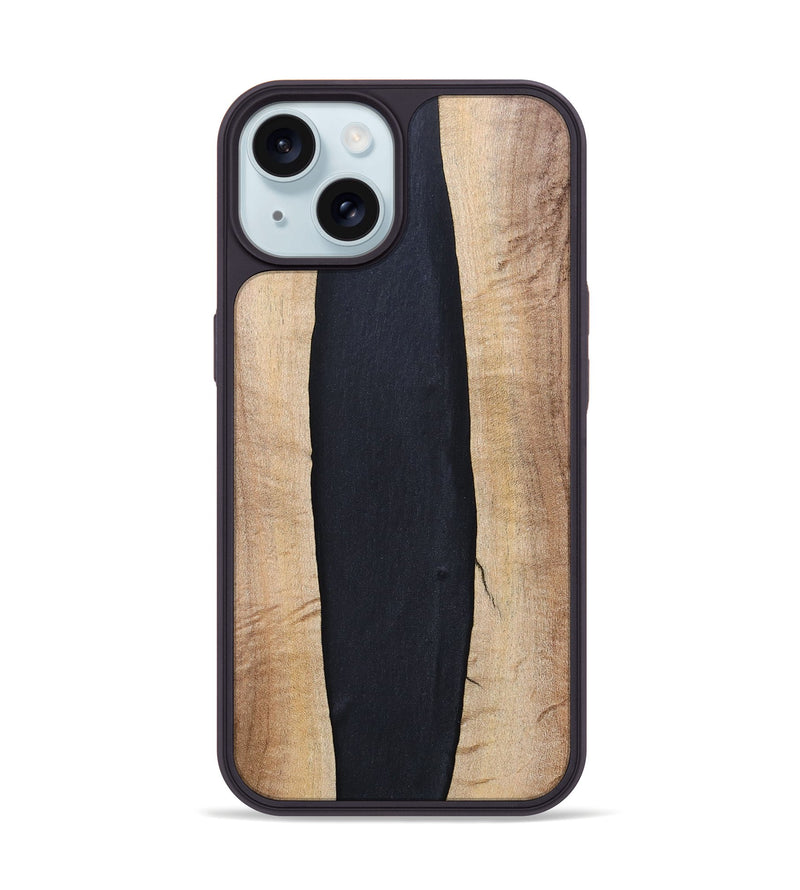 iPhone 15 Wood+Resin Phone Case - Ronda (Pure Black, 694804)