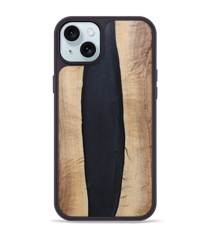 iPhone 15 Plus Wood+Resin Phone Case - Ronda (Pure Black, 694804)