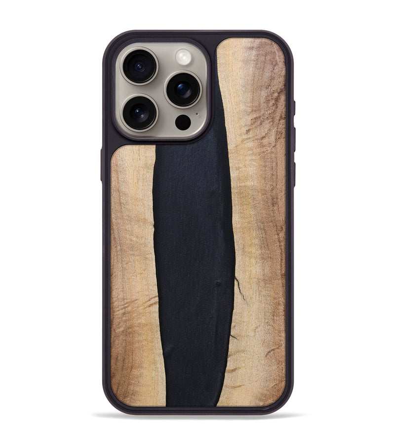 iPhone 15 Pro Max Wood+Resin Phone Case - Ronda (Pure Black, 694804)
