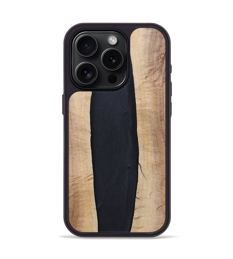 iPhone 15 Pro Wood+Resin Phone Case - Ronda (Pure Black, 694804)