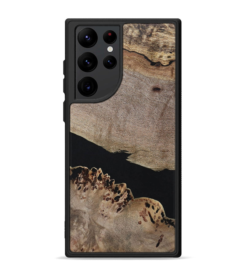 Galaxy S22 Ultra Wood+Resin Phone Case - Courtney (Pure Black, 694810)