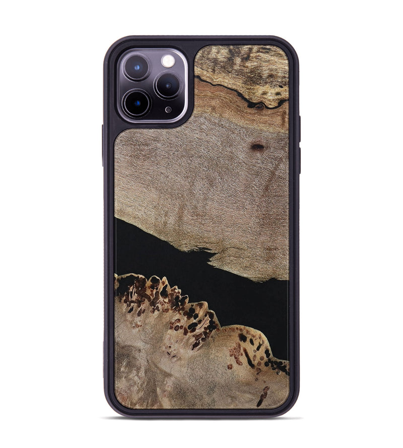 iPhone 11 Pro Max Wood+Resin Phone Case - Courtney (Pure Black, 694810)