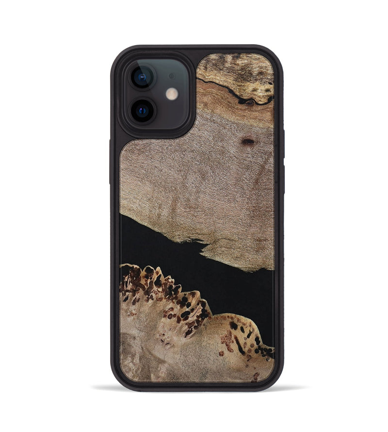 iPhone 12 Wood+Resin Phone Case - Courtney (Pure Black, 694810)