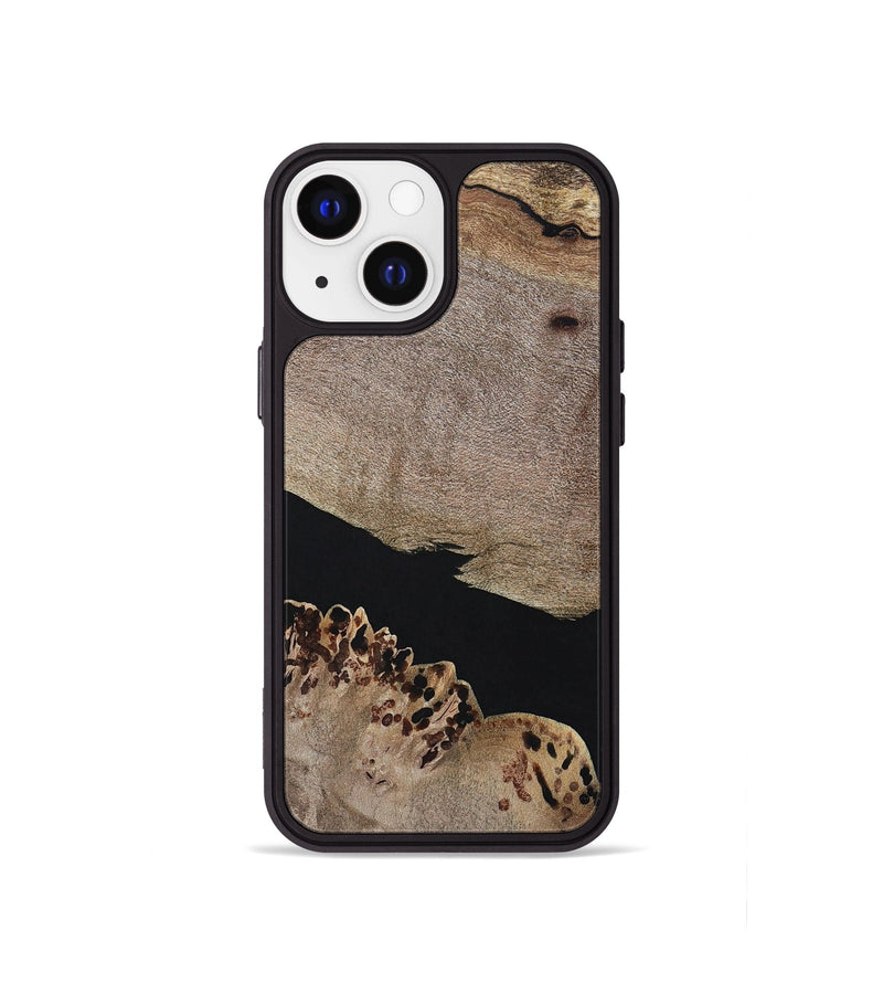 iPhone 13 mini Wood+Resin Phone Case - Courtney (Pure Black, 694810)