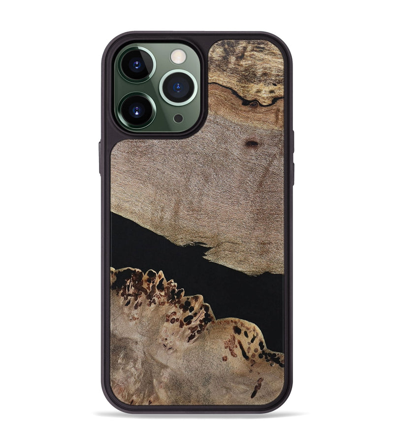 iPhone 13 Pro Max Wood+Resin Phone Case - Courtney (Pure Black, 694810)