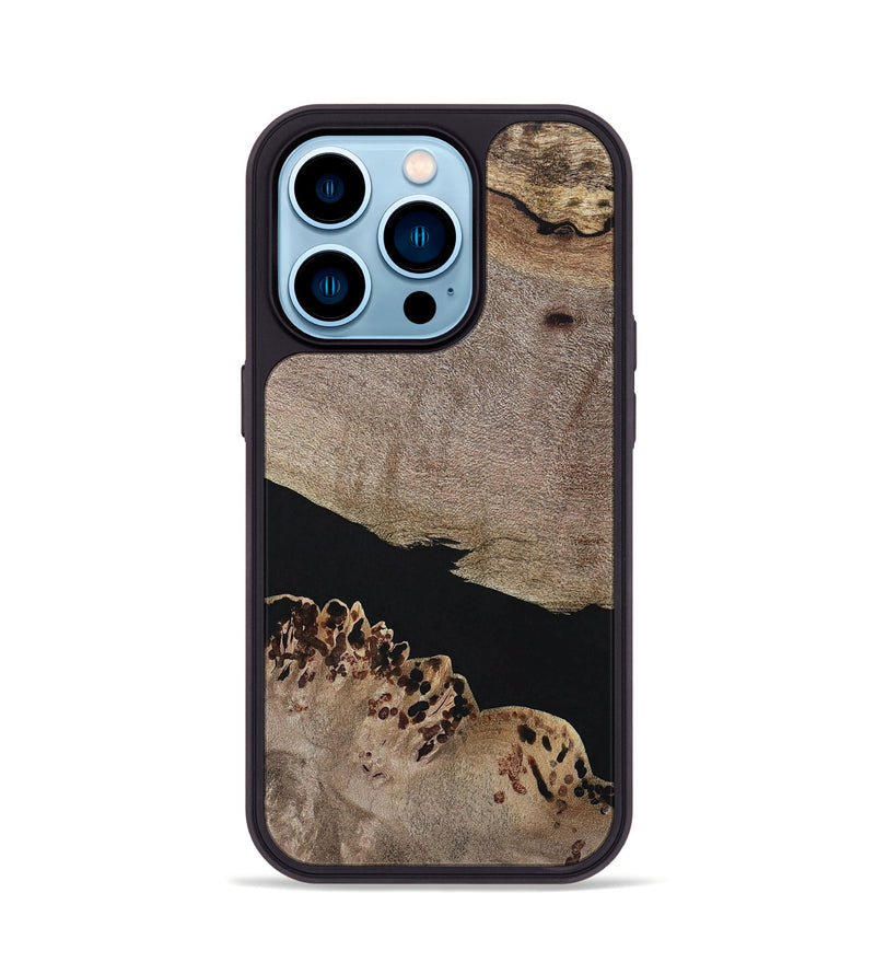iPhone 14 Pro Wood+Resin Phone Case - Courtney (Pure Black, 694810)